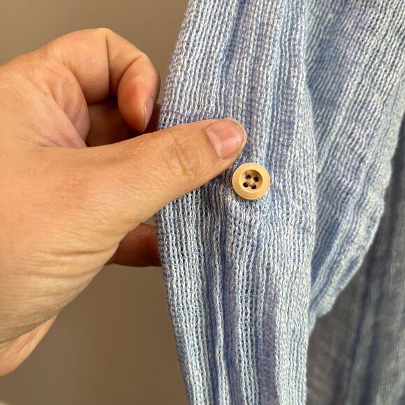 Magaschoni Blue Linen Button Down Swim Coverup Dress Size M - Picture 7 of 8